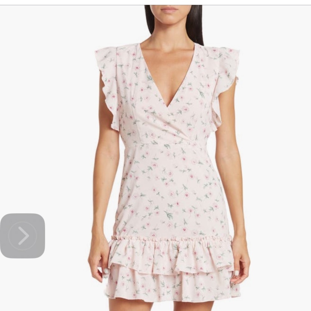 Feminine Ruffle Floral Pink Dress